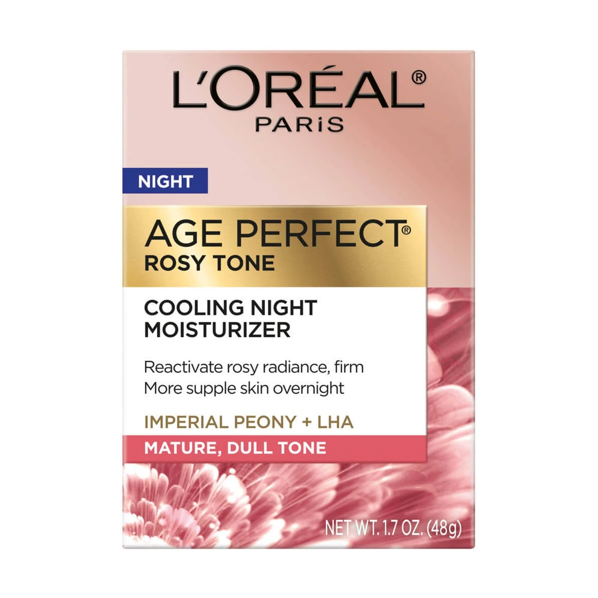 Age Perfect Skin Care Rosy Tone Cooling Night Moisturizer For Hydrating Mature, Dull Skin