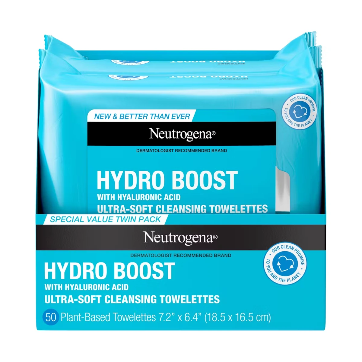 Hydro Boost Makeup Remover Ultra-Soft Micellar Cleansing Wipes. 25 Count, Twin Pack