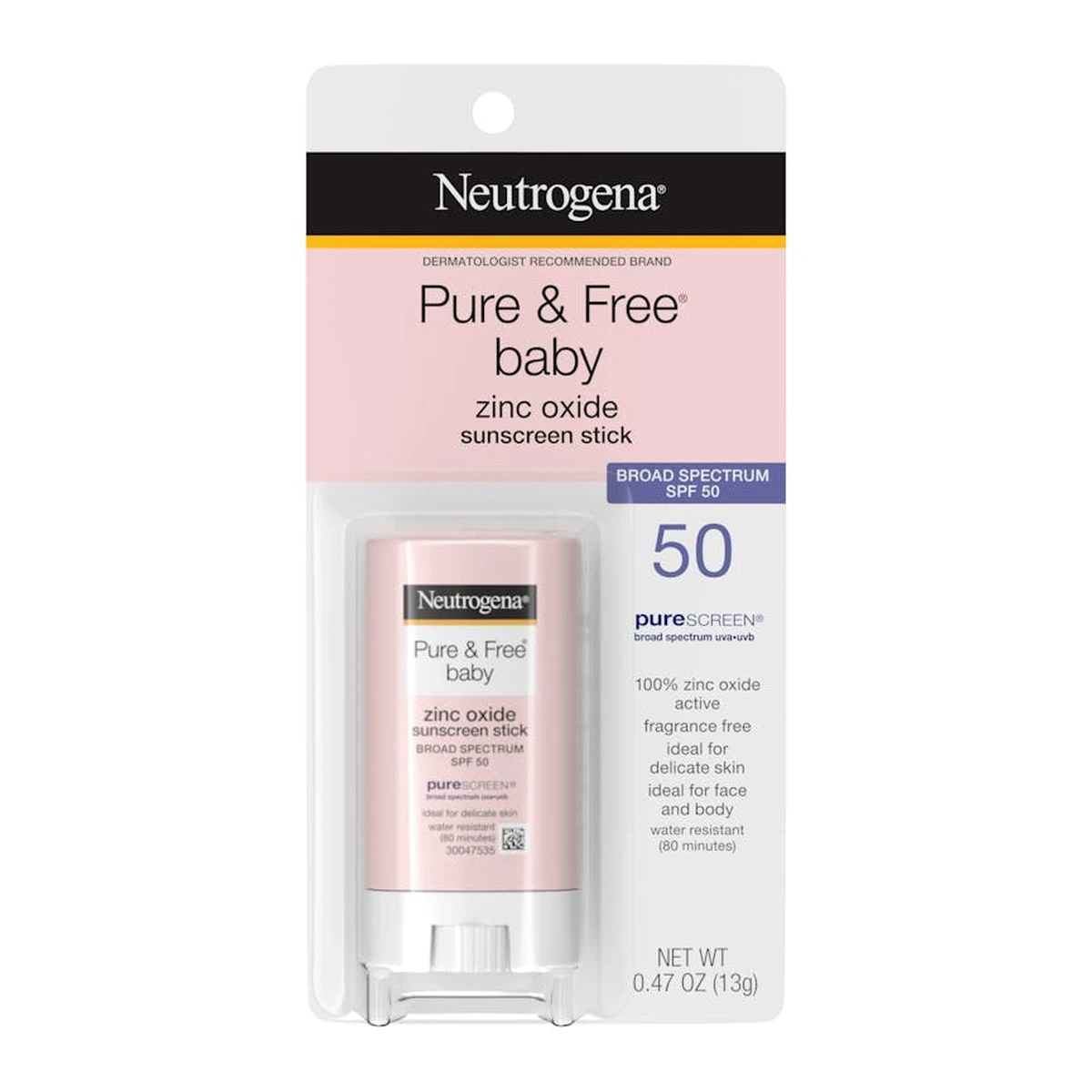 Pure & Free Baby Sunscreen Stick Broad Spectrum SPF 50, 0.47oz