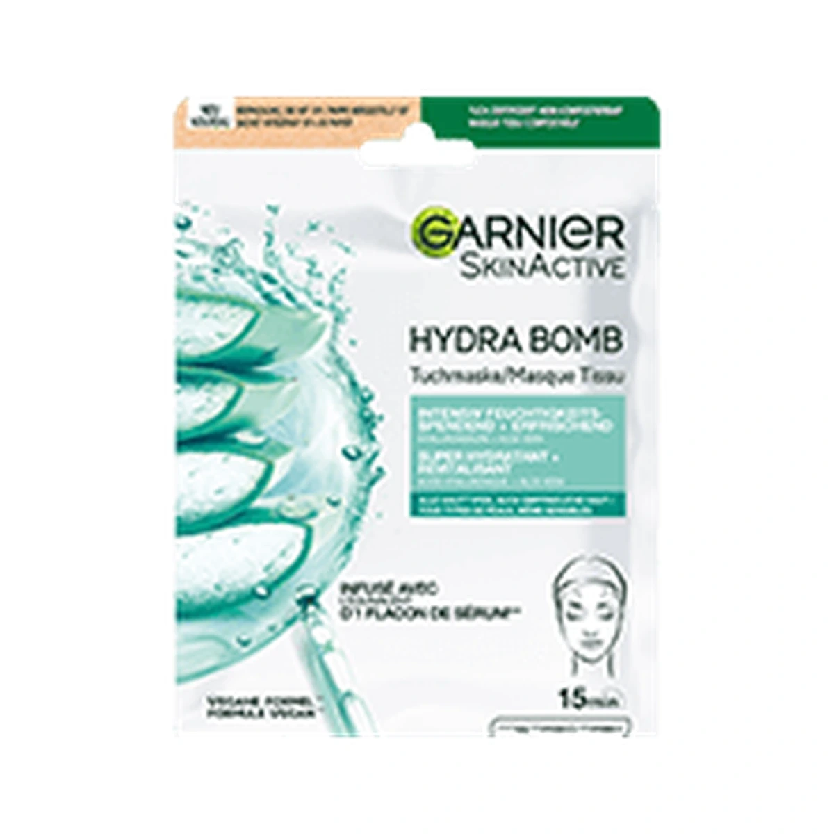 Garnier Skinactive Hydrabomb Tissuemasker met Hyaluronzuur en Aloe Vera