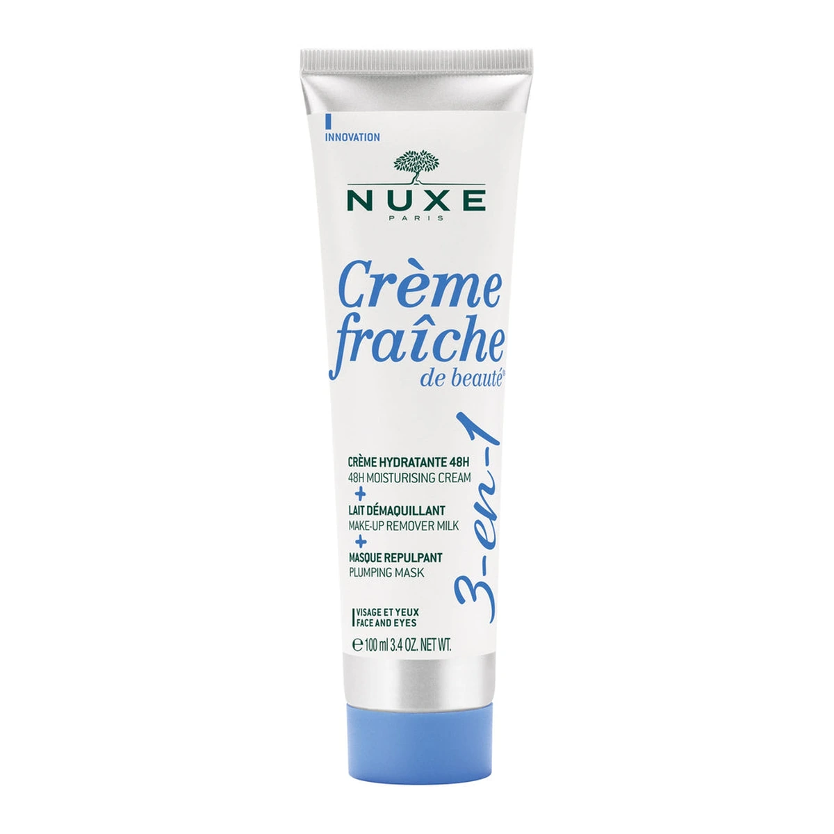 Crème fraîche de beauté 3-en-1, 48h Moisturizing Cream, Make-up Remover Milk, Plumping Mask