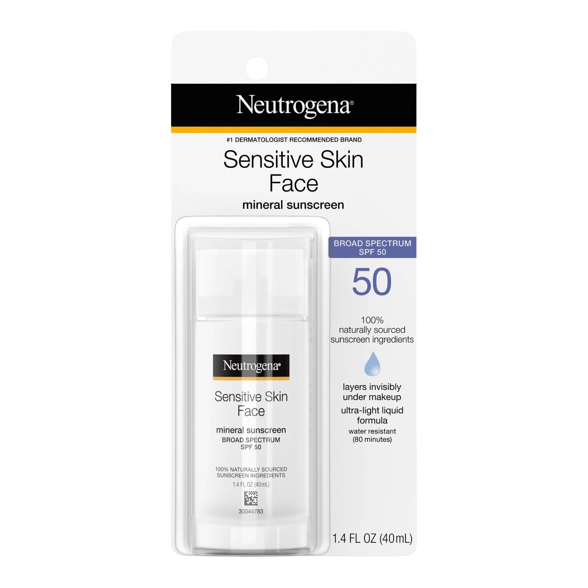Sensitive Skin Face Liquid Sunscreen Broad Spectrum SPF 50