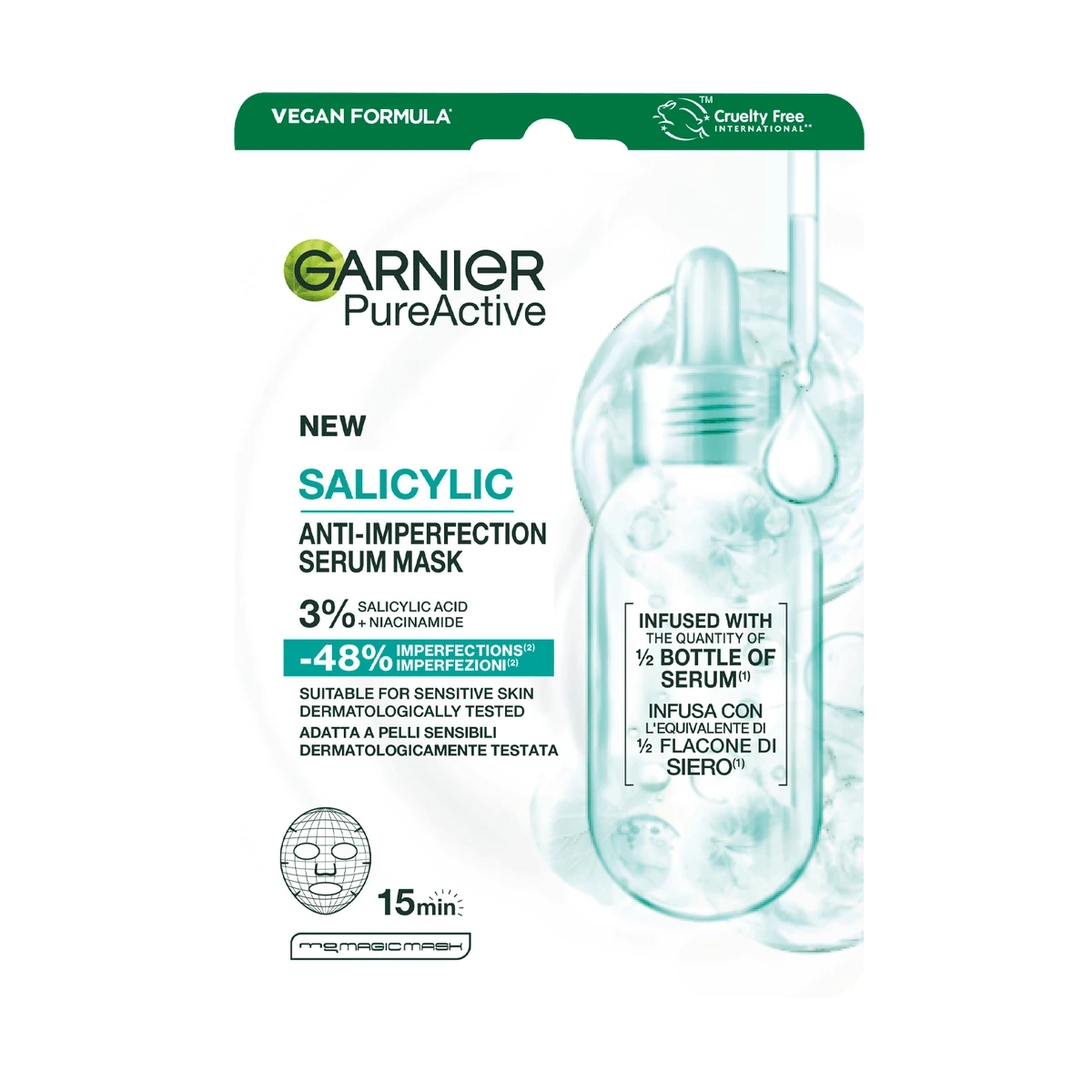 Sheet Masks Garnier Salicylic Anti-Imperfection Serum Face Mask